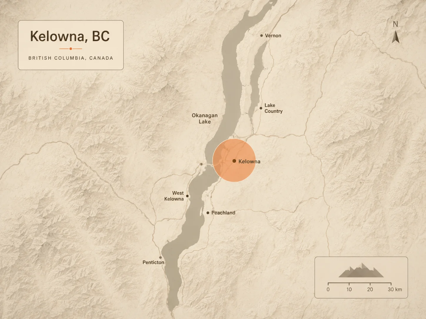 Approximate Kelowna map area with a privacy-preserving location marker