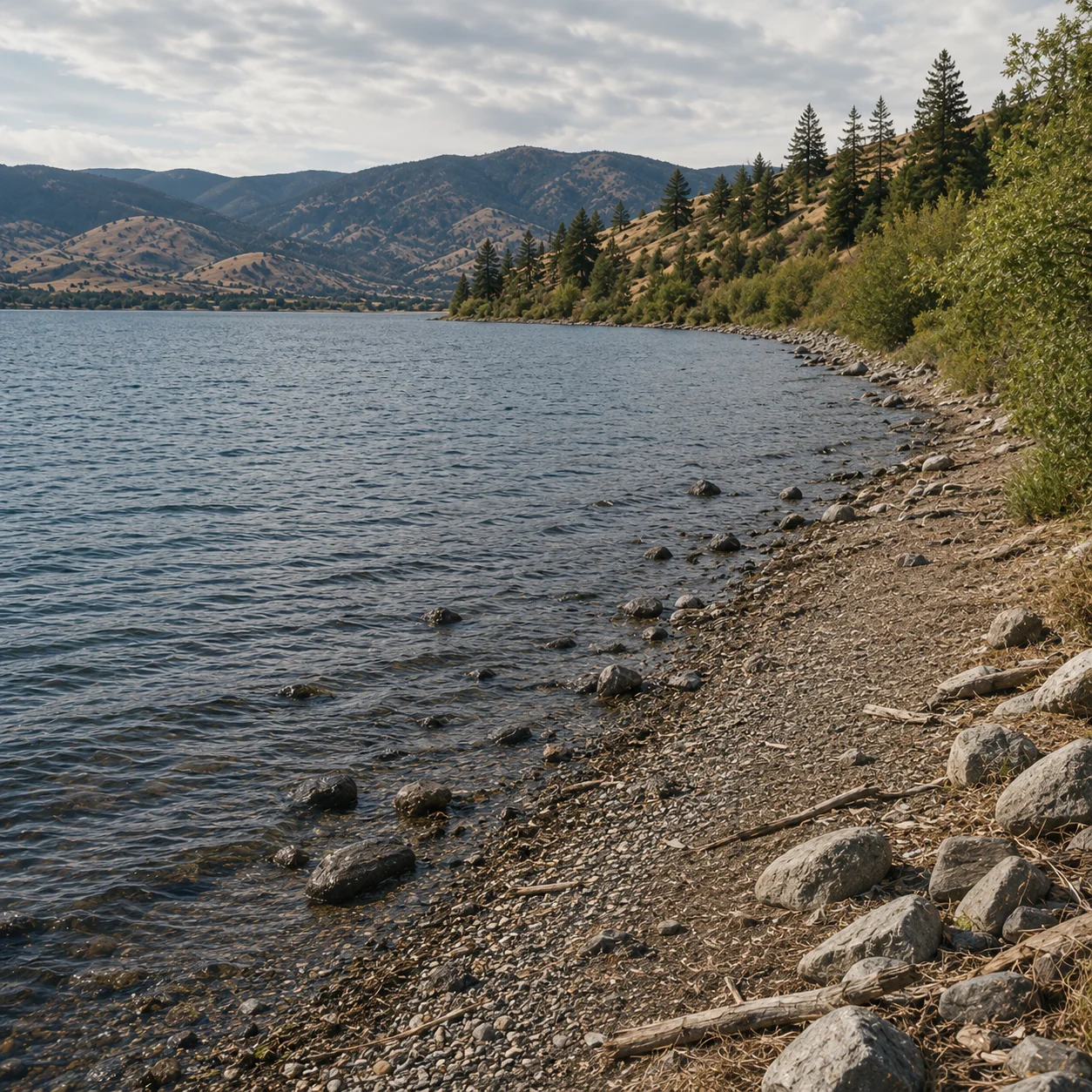 Restored Okanagan Lake shoreline after the cleanup service mission.